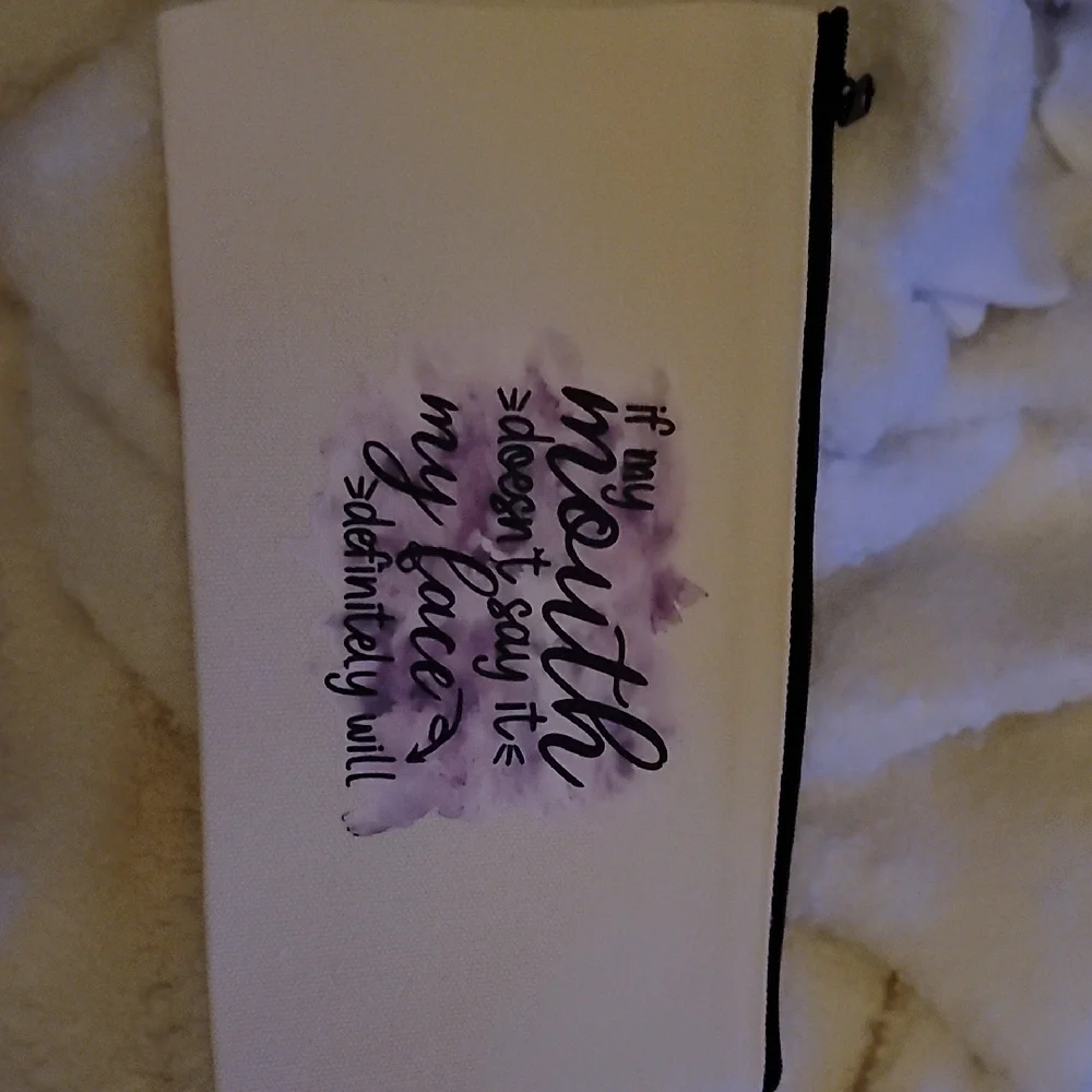 White and Black Zippered Pouch